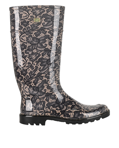 Dolce & Gabbana Laced Rain Boots, £150, Shoes, Beige/Black, Rubber, Front view