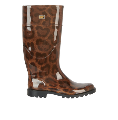 Dolce & Gabbana Leopard Print Wellington Boots, front view