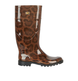 Dolce & Gabbana Leopard Print Wellington Boots, PVC, Brown, UK 5, 2*