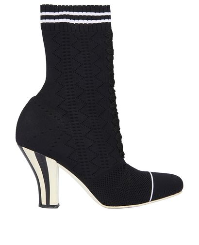 Fendi Knitted Heeled Ankle Boots, front view