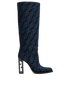 Fendi Jacquard Boots, £595, Shoes, Blue, Velvet, Front view