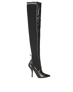 Fendi Rockoko Over The Knee Boots, Leather/Fabric, Black, 8, DB, B, 4*