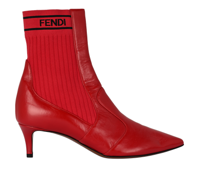 Fendi Sock Ankle Boots, £295, Shoes, Red, Fabric/Leather, Front view