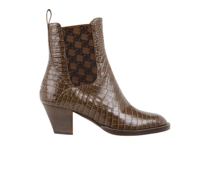 Fendi Croc Embossed Ankle Boots, front view