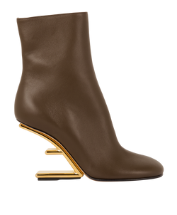 Fendi First Heeled Ankle Boots, Leather, Brown, UK4, DB/B, 3*