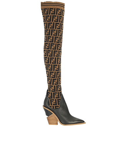 Fendi FF Over-the-knee Sock Boots, front view