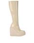 Fendi Knee High Wedge Boots, £295, Shoes, Cream, Patent Leather, Front view