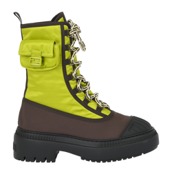 Fendi Baguette Domino Boots, Nylon, Green/Brown, UK4, B/DB, 3*