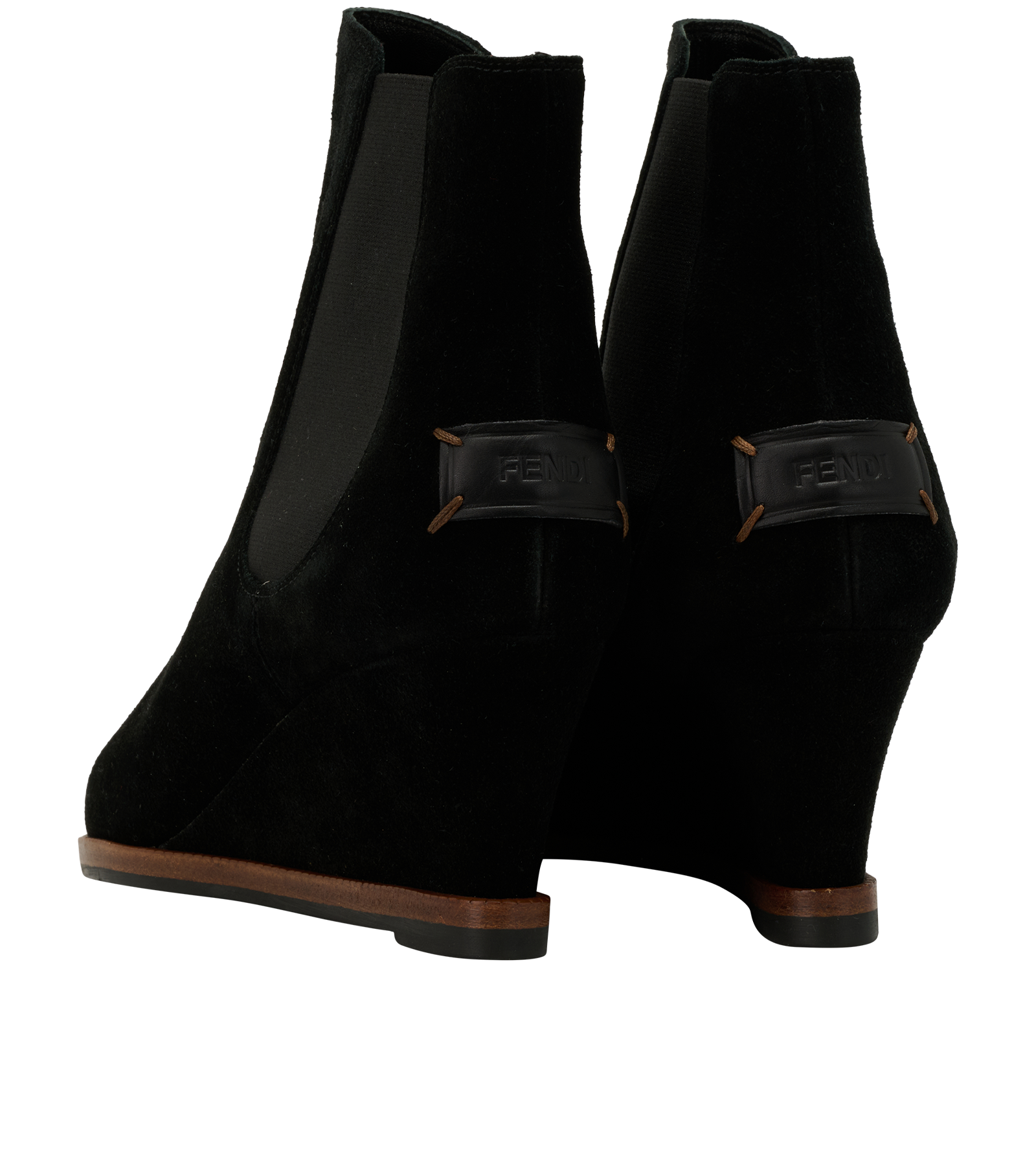 Fendi Wedge Ankle Boots, &pound;120, Shoes, Black, Suede, Back view