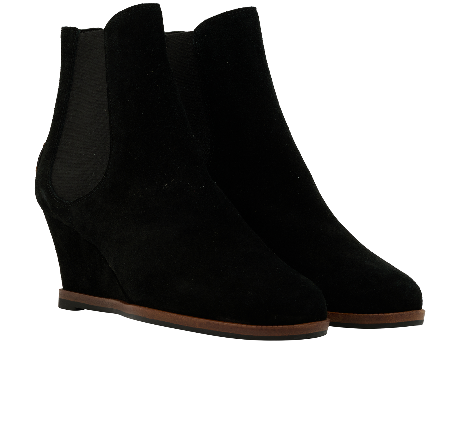 Fendi Wedge Ankle Boots, &pound;120, Shoes, Black, Suede, Side view