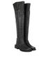 Ganni Square-toe Faded Leather Over The Knee Boots, side view