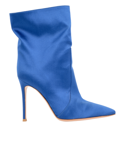 Gianvito Rossi Mid-Length Boots, £350, Shoes, Blue, Leather/Satin, Front view