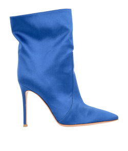 Gianvito Rossi Mid-Length Boots, Satin/Leather, Blue, UK5, 3*