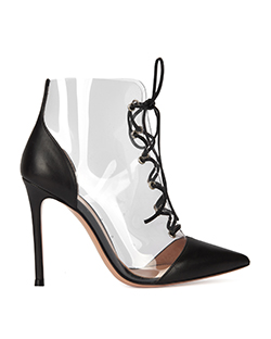Gianvito Rossi Transparent Booties, Leather, Black, 2