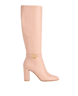 Gianvito Rossi Knee High Buckle Boots, Leather, Pink, UK6, DB, 3*