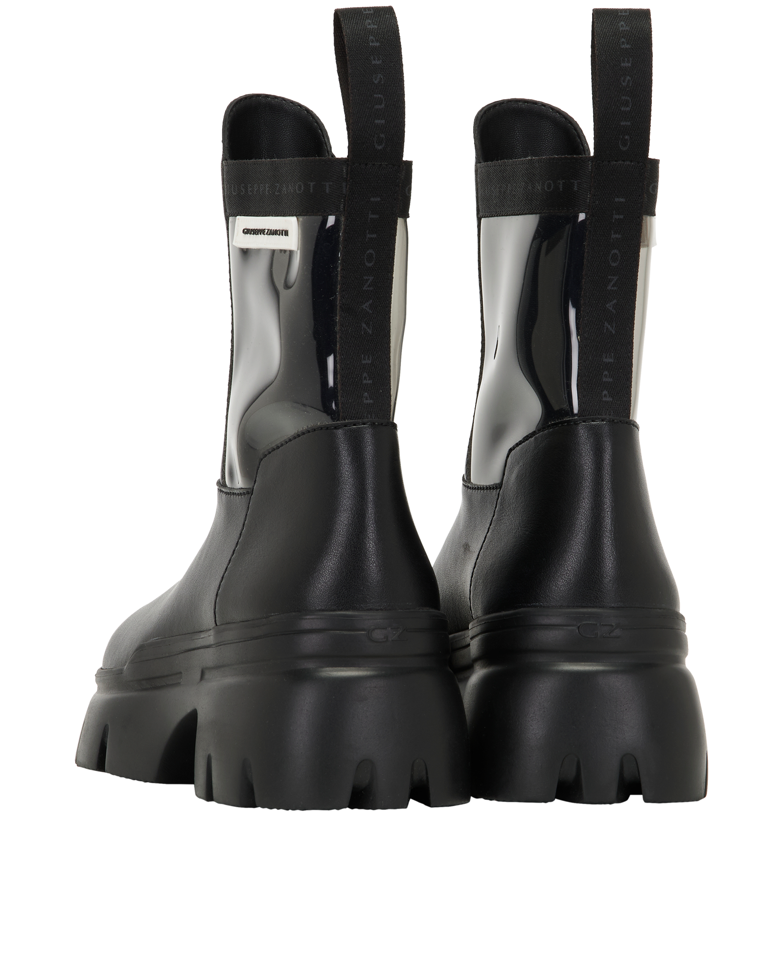 Giuseppe Zanotti Apocalypse Riot Boots, &pound;110, Shoes, Black, Leather/PVC, Back view