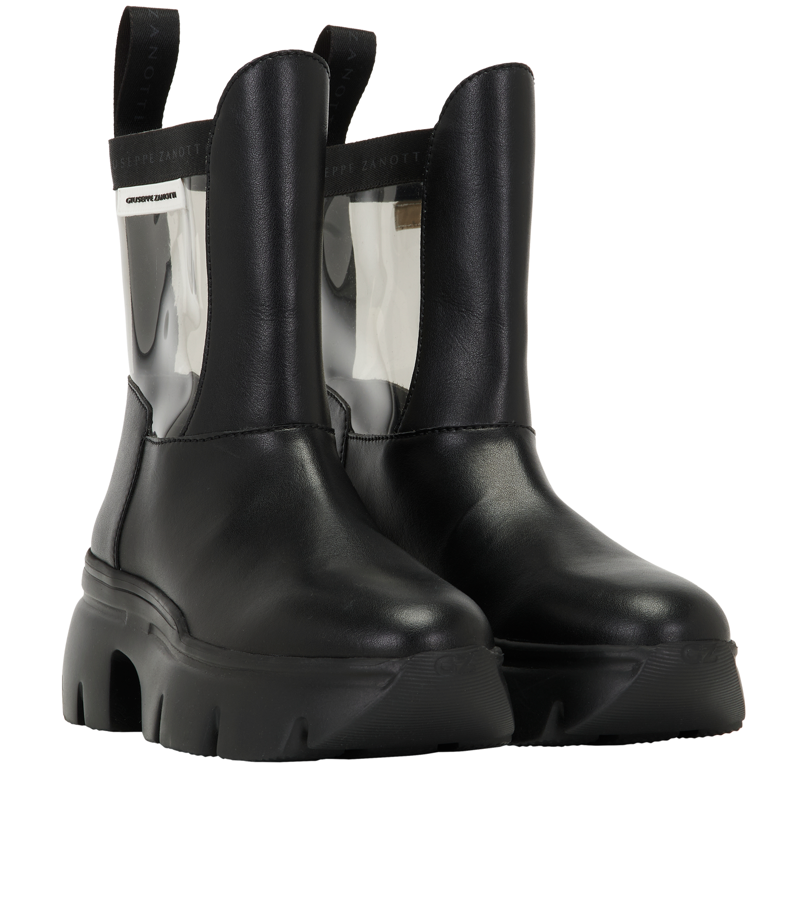 Giuseppe Zanotti Apocalypse Riot Boots, &pound;110, Shoes, Black, Leather/PVC, Side view