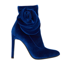 Giuseppe Zanotti Single Rose Boots, Velvet, Blue, UK3, 2*