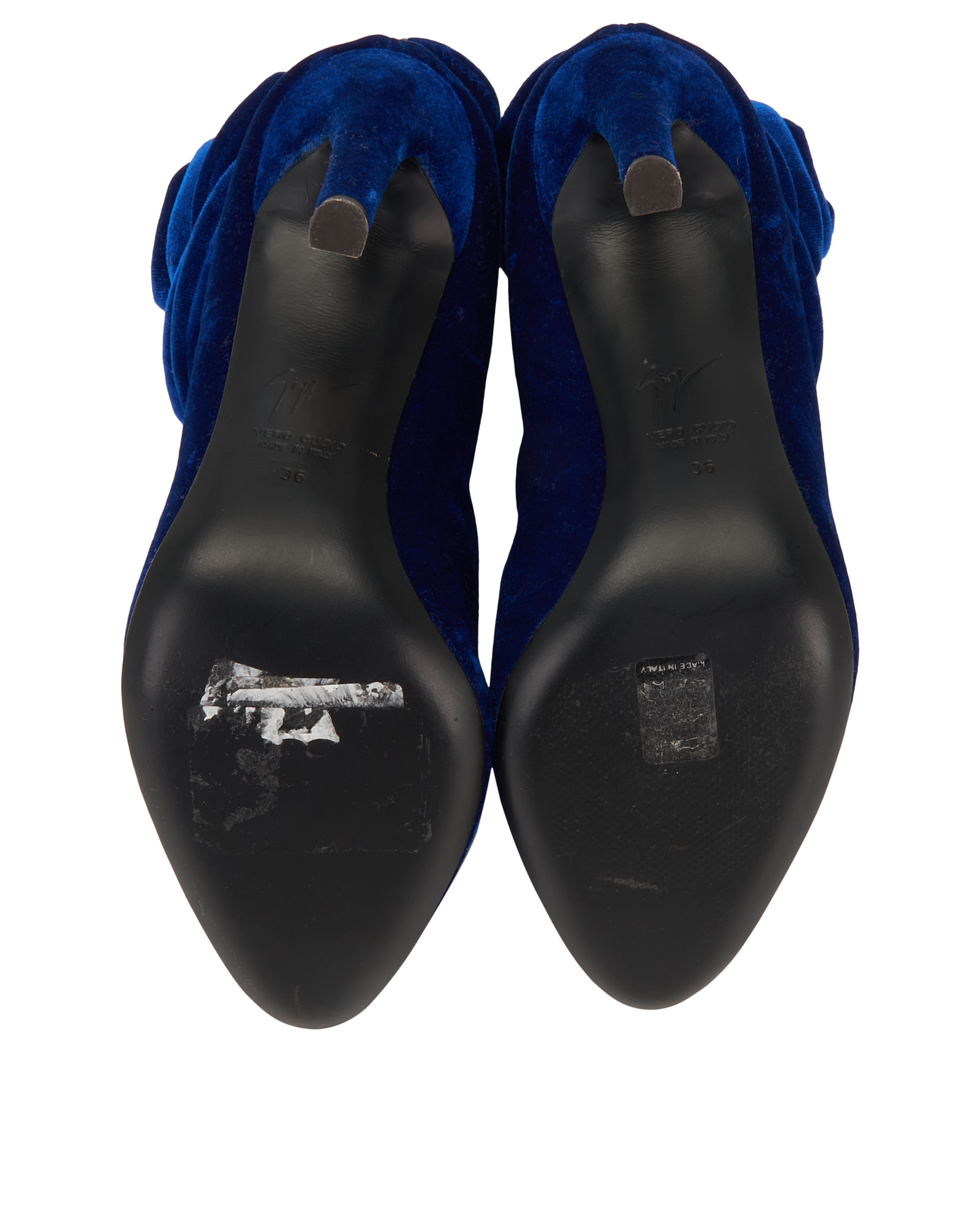 Giuseppe Zanotti Single Rose Boots, &pound;110, Shoes, Blue, Velvet, Top view