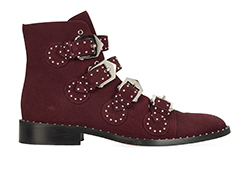 Givenchy Elegant Studded Buckle Boots, Suede, Burgundy, 8, B, 1*