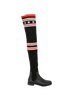 Givenchy Over The Knee Rain Sock Boots, &pound;295, Shoes, Black, Crochet Knit/Rubber, Front view
