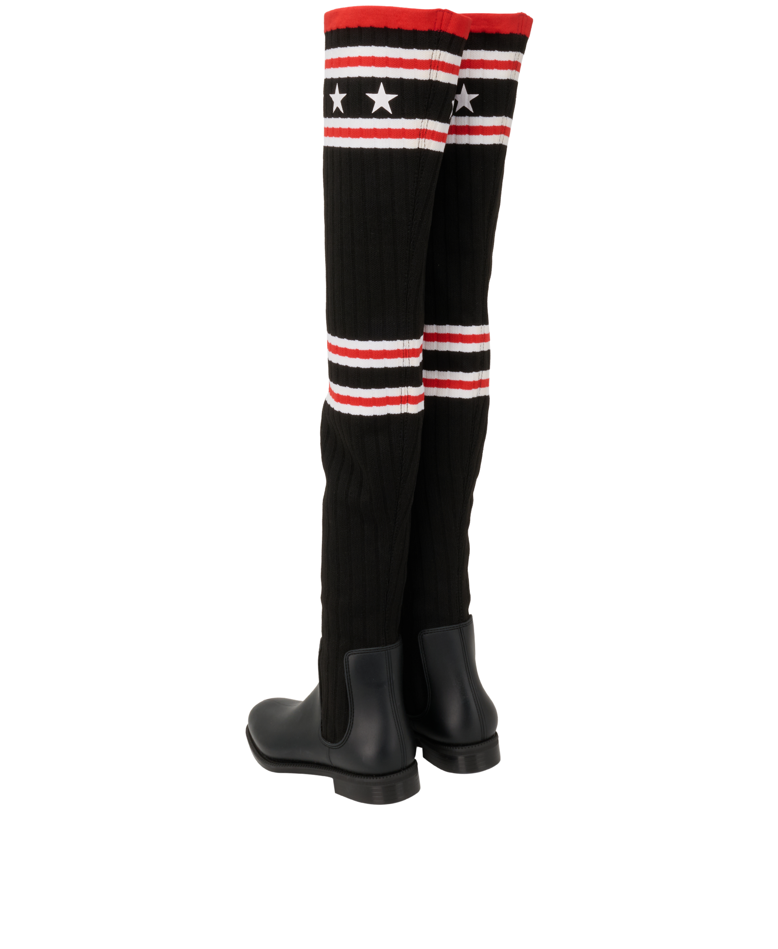 Givenchy Over The Knee Rain Sock Boots, &pound;295, Shoes, Black, Crochet Knit/Rubber, Back view