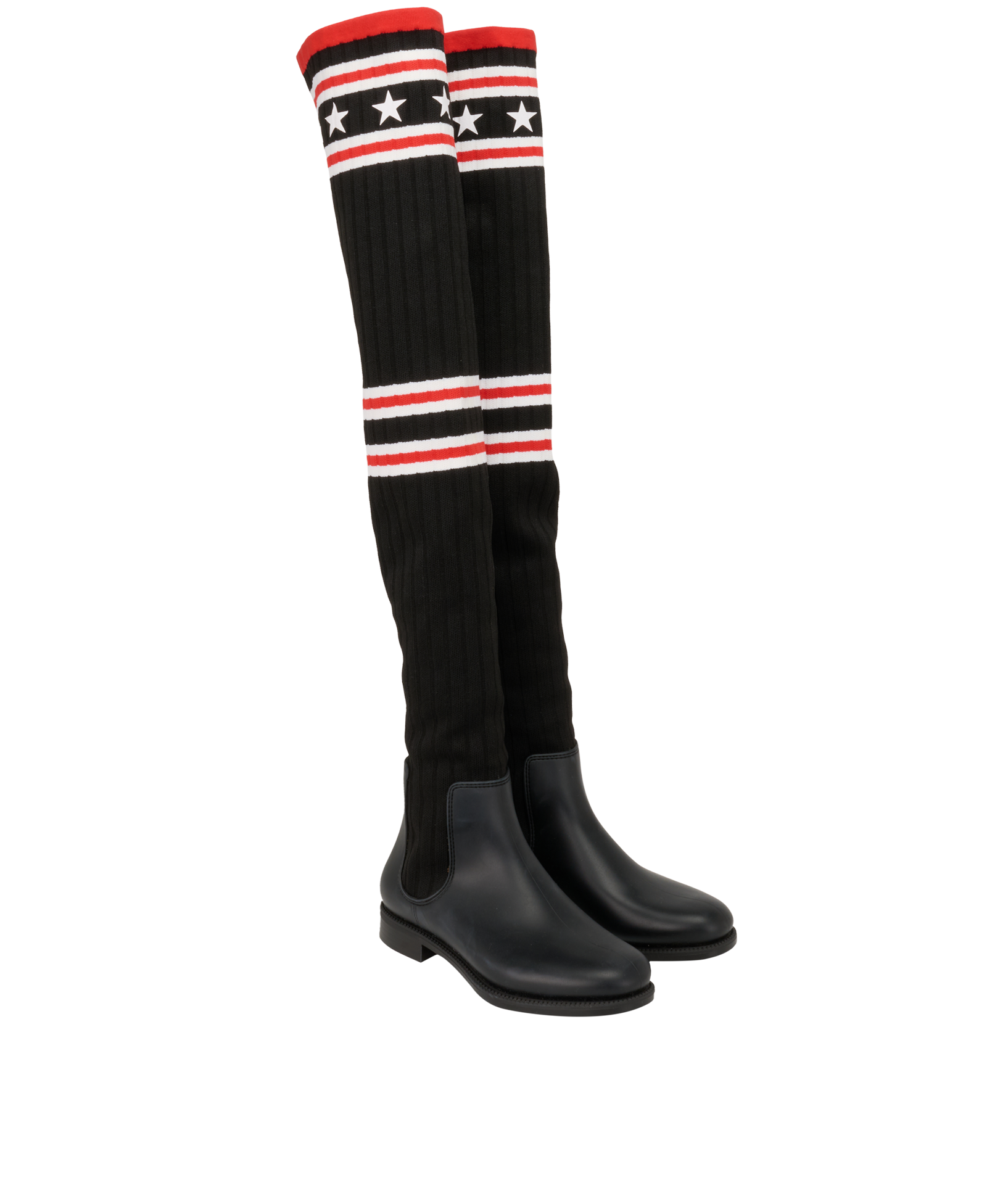 Givenchy Over The Knee Rain Sock Boots, &pound;295, Shoes, Black, Crochet Knit/Rubber, Side view