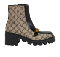 Gucci GG Buckle Boots, Canvas/Leather,Beige/Black, UK6, 2*