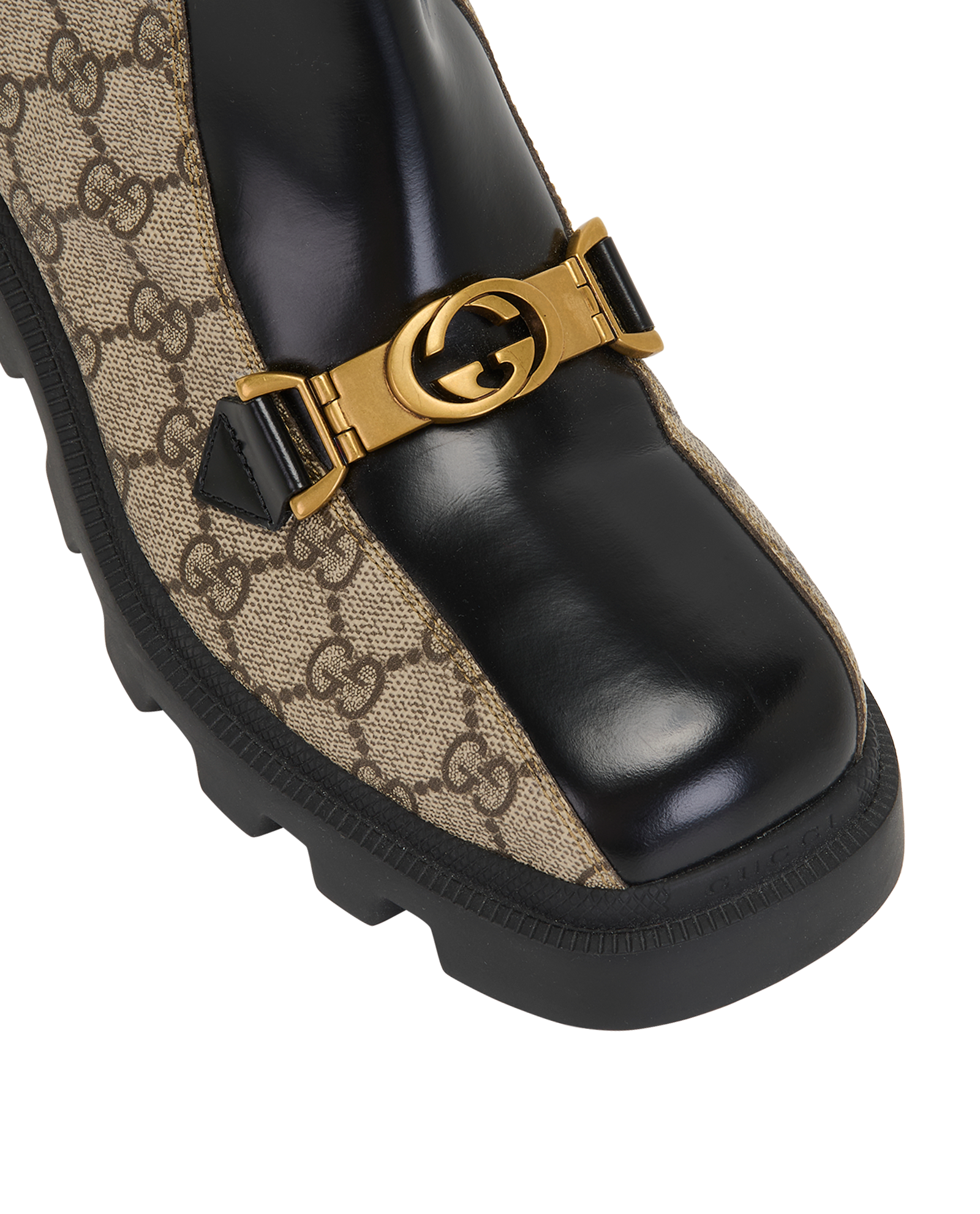 Gucci GG Buckle Boots, &pound;450, Shoes, Beige/Black, Canvas, Other view