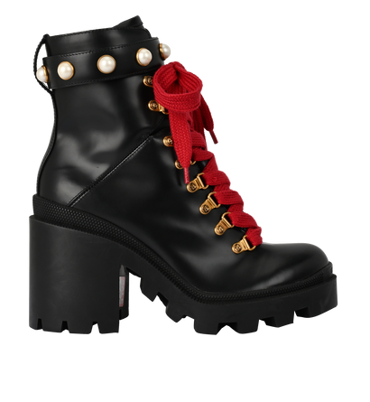 Gucci Trip Boots, £350, Shoes, Black, Leather, Front view