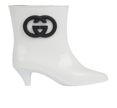 Gucci Interlocking G Kitten Heel Boots, &pound;350, Shoes, Black/White, Rubber, Front view