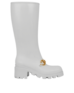 Gucci Horsebit Wellington Boots, Rubber, White, UK7, 3*