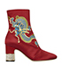Gucci Embroidered Dragon Ankle Boots, front view