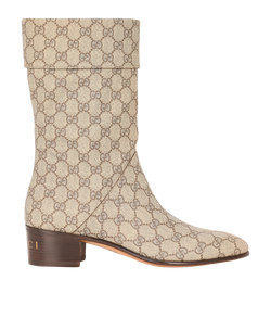 Gucci Monogram Boots, Coated Canvas, Beige, UK 8, 3*