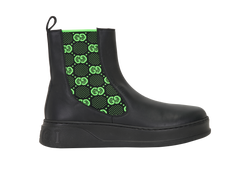 Gucci GG Ankle Boots, Mens, Leather, Black/Green, UK12, DB/B, 2*