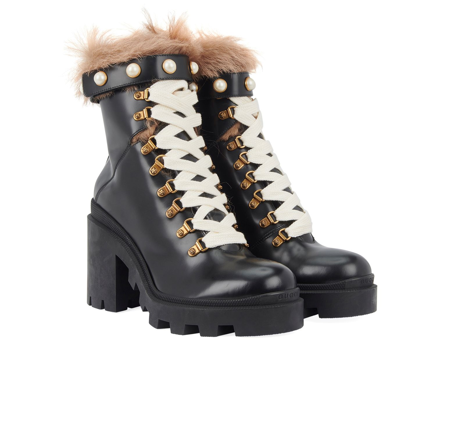 Gucci combat boots hot sale with pearls