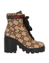 Gucci Combat Ankle Boots, &pound;295, Shoes, Beige, Wool, Front view