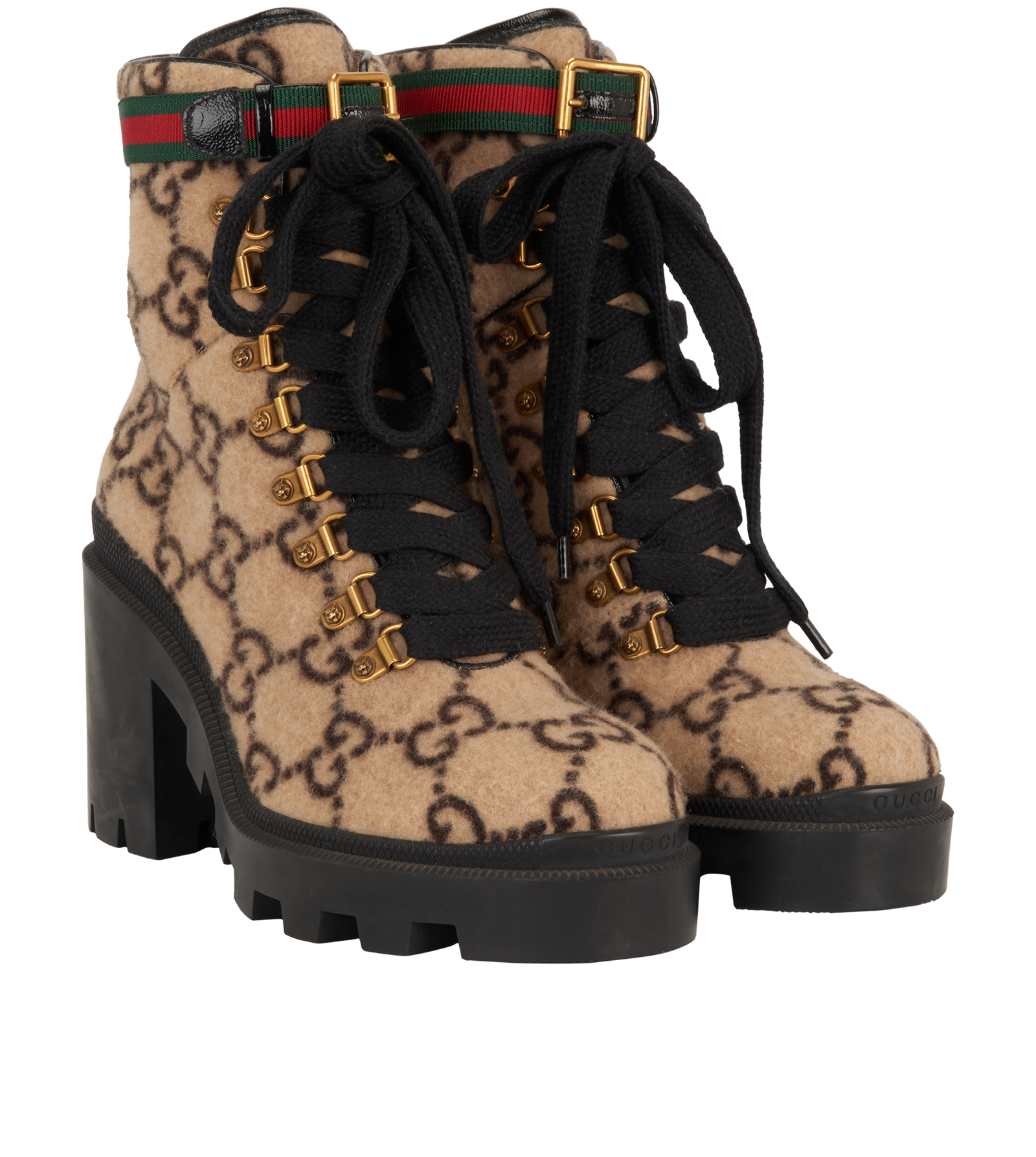 Gucci Combat Ankle Boots, &pound;295, Shoes, Beige, Wool, Side view