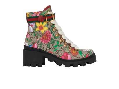 Gucci GG Supreme Flora Ankle Boots, front view