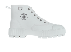 Hermes Itineraire Ankle Boots, Canvas, White, UK4, DB/B, 4*