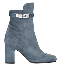 Hermes Joueuse Zipped Boots, Suede, Blue, 2, 2*