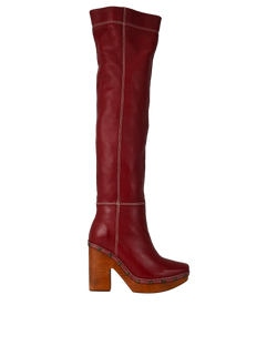 Jacquemus Toula Knee High Boots, Leather, Red, UK3, DB, 2*
