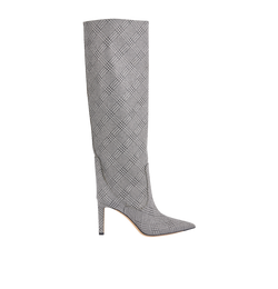 Jimmy Choo Glitter Knee-High Boots, Leather, Silver, UK6, 2*