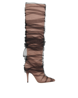 Jimmy Choo x Off-White Elizabeth Boots, Satin/Tulle, Pink/Black, UK4, B, 3