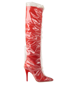 Off-White x Jimmy Choo Elisabeth Boots, Satin/PVC, Red, UK4, B, 2*