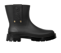 Jimmy Choo Rayan Flat Boots, Rubber/Leather, Black, UK8, B/DB, 4*
