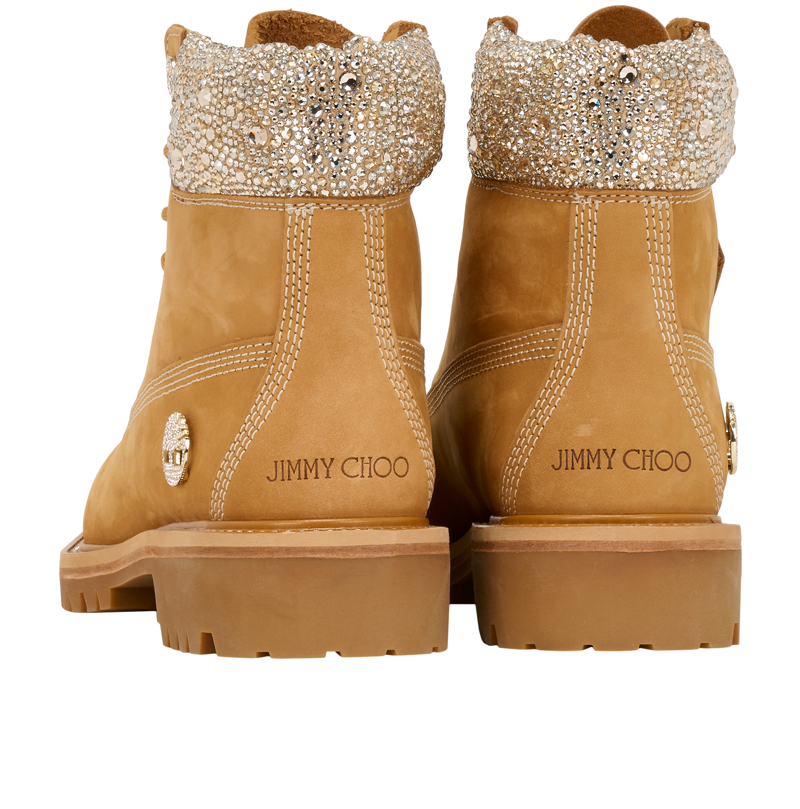 Jimmy Choo X Timberland Crystal Boots, &pound;450, Shoes, Tan, Crystal/Leather, Back view