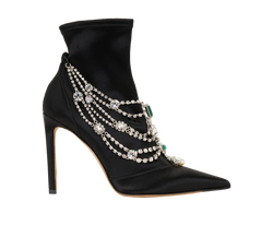 Jimmy Choo Lyja 100 Crystal Ankle Boots, Satin, Black, UK6, B, 2*