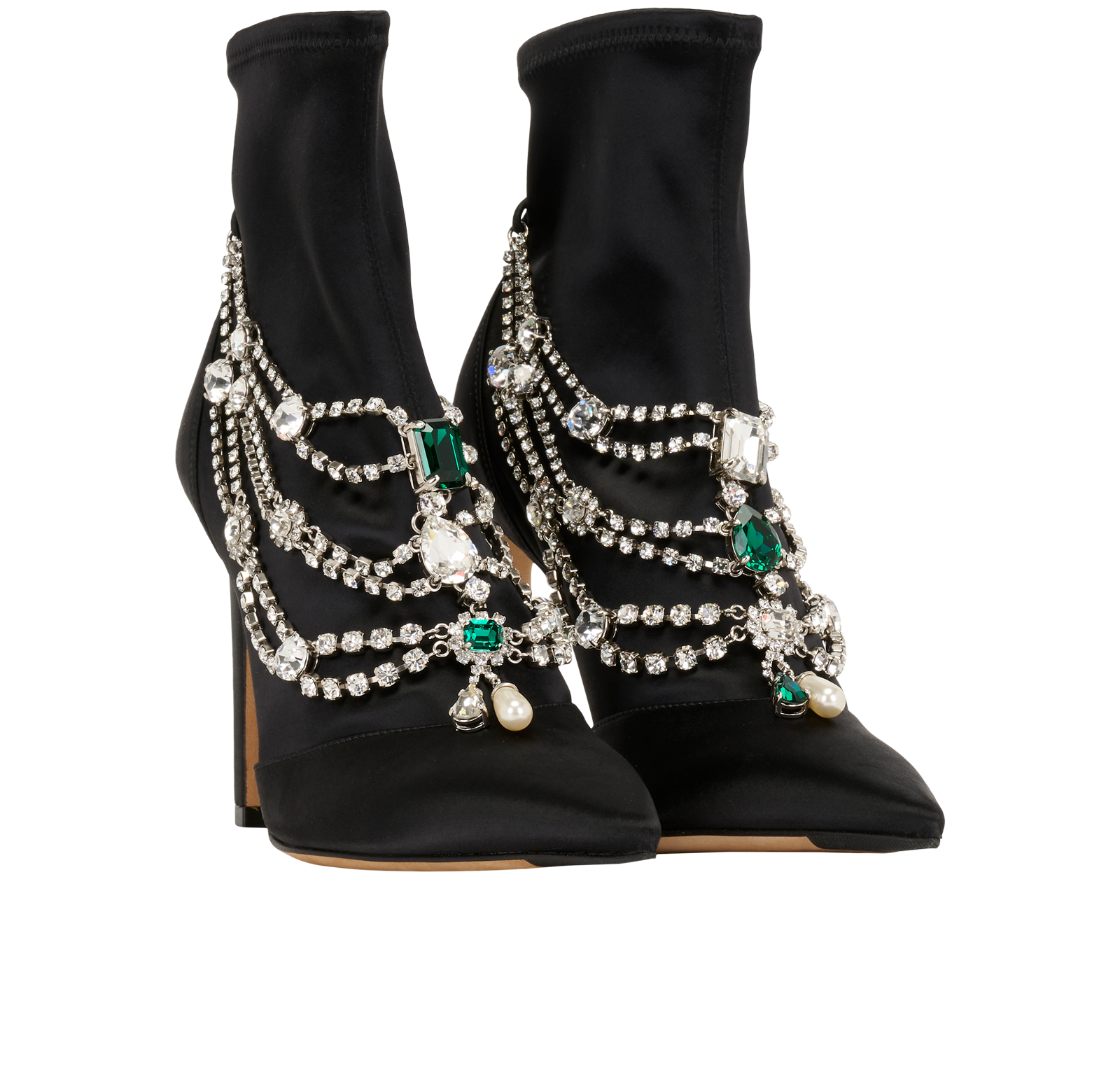 Jimmy Choo Lyja 100 Crystal Ankle Boots, &pound;220, Shoes, Black, Satin, Side view