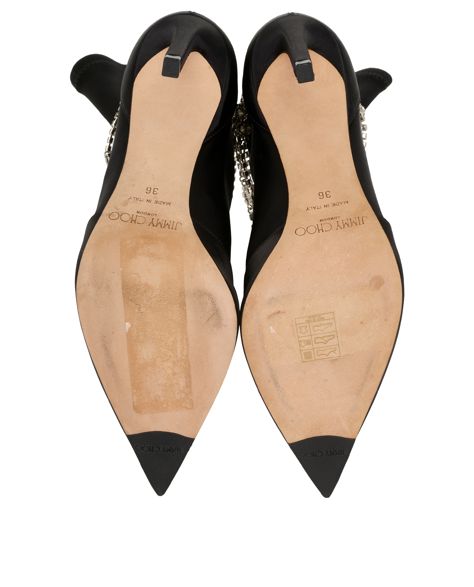 Jimmy Choo Lyja 100 Crystal Ankle Boots, &pound;220, Shoes, Black, Satin, Top view